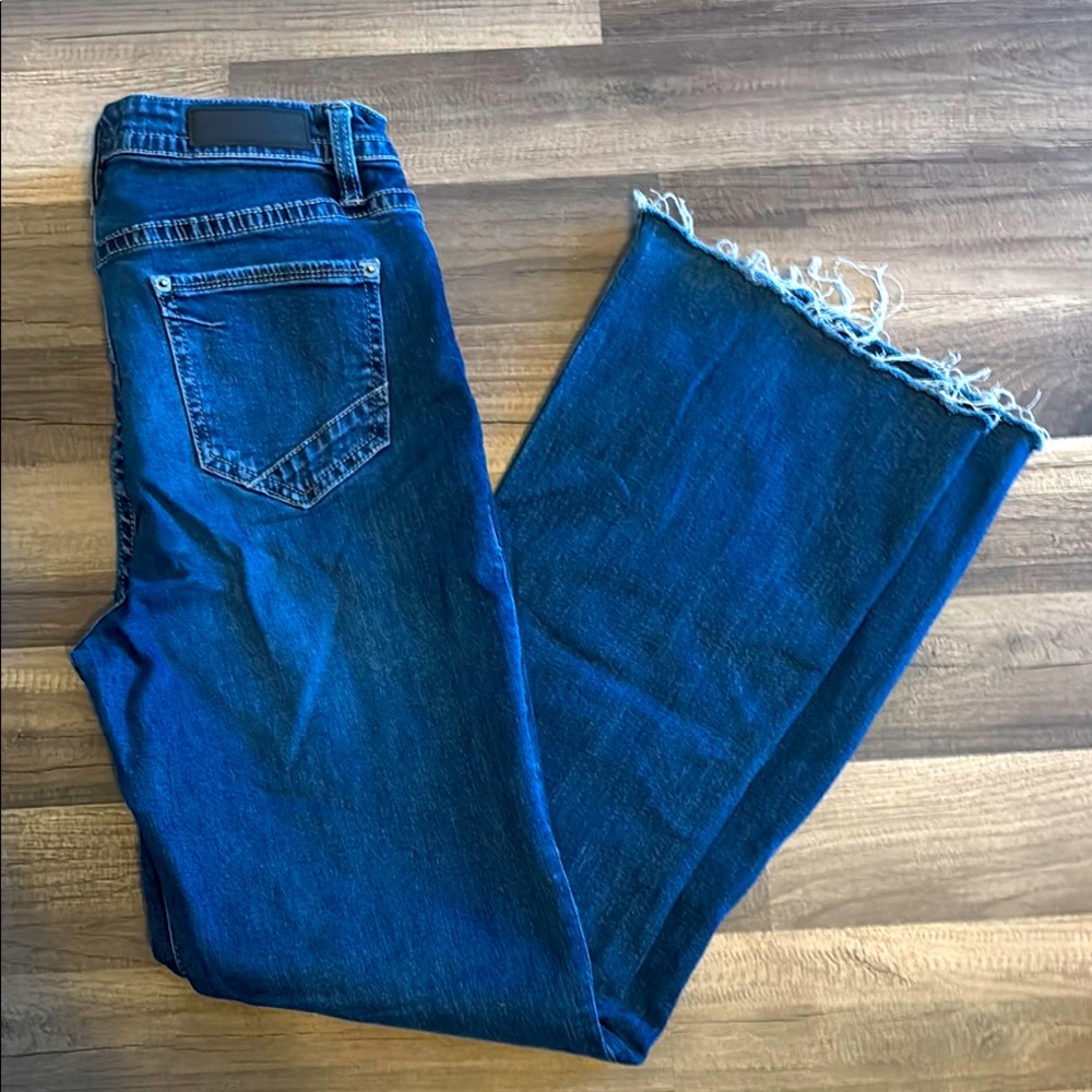 Rock and Roll Denim Jeans Button Front Raw Hem size 30